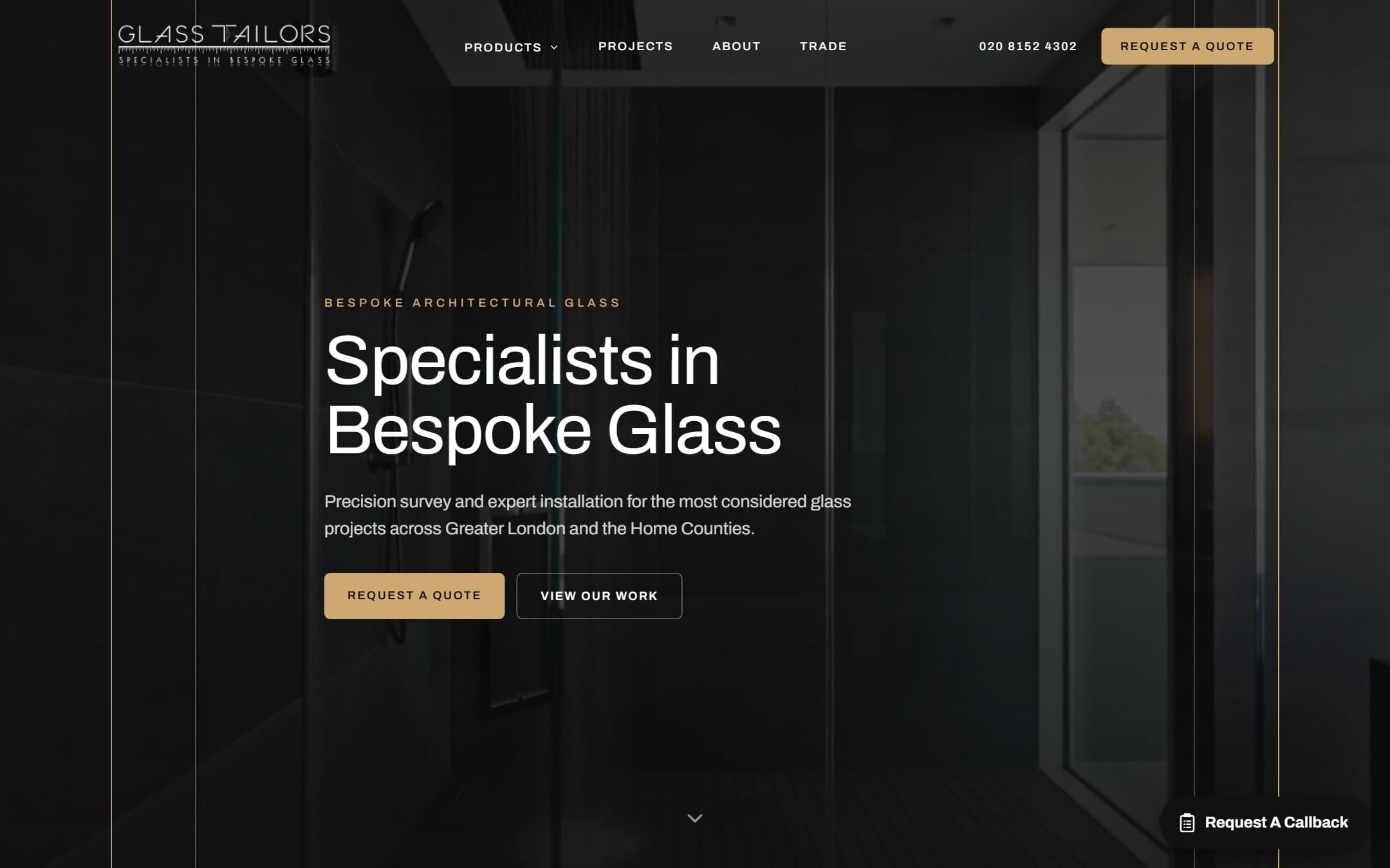 The Glass Tailors website homepage