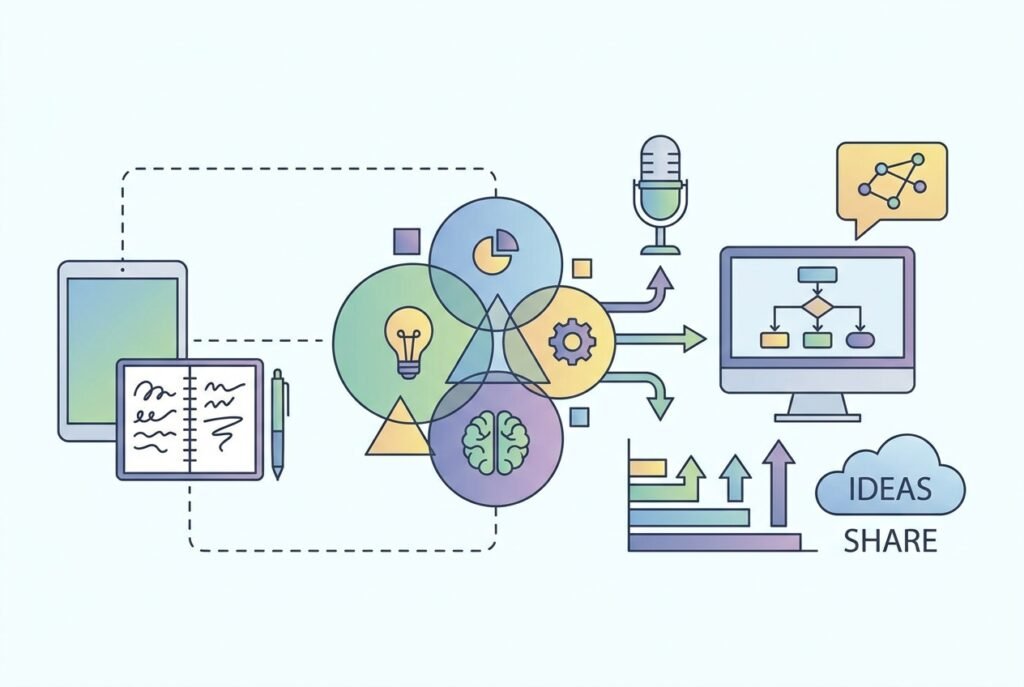 Abstract illustration representing blog content creation and digital communication